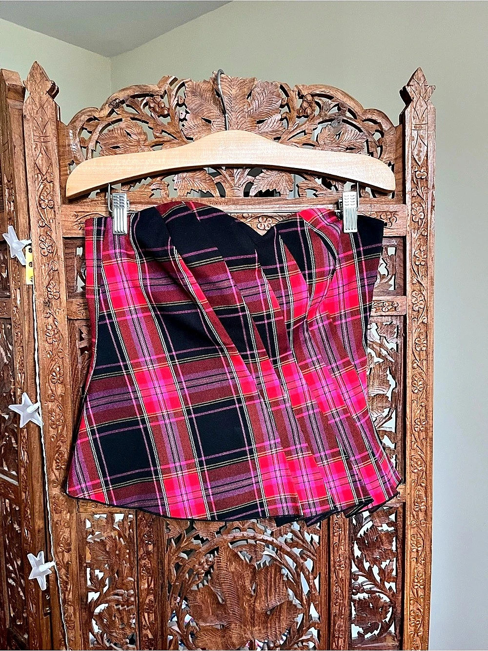 Trina Turk Plaid Tartan Strapless Bustier Corset Top Size 2
